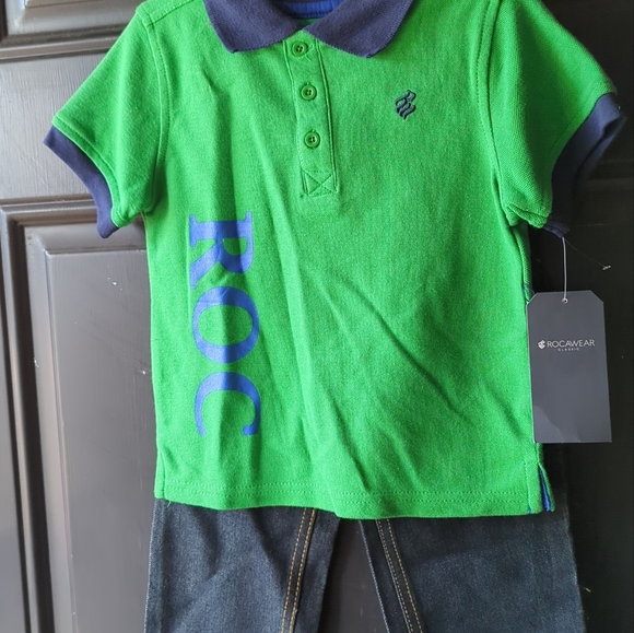 Rocawear 24 Months Fern Green Shirt & Jeans Blu 2 Piece Outfit Set New With Tags - Picture 8 of 16